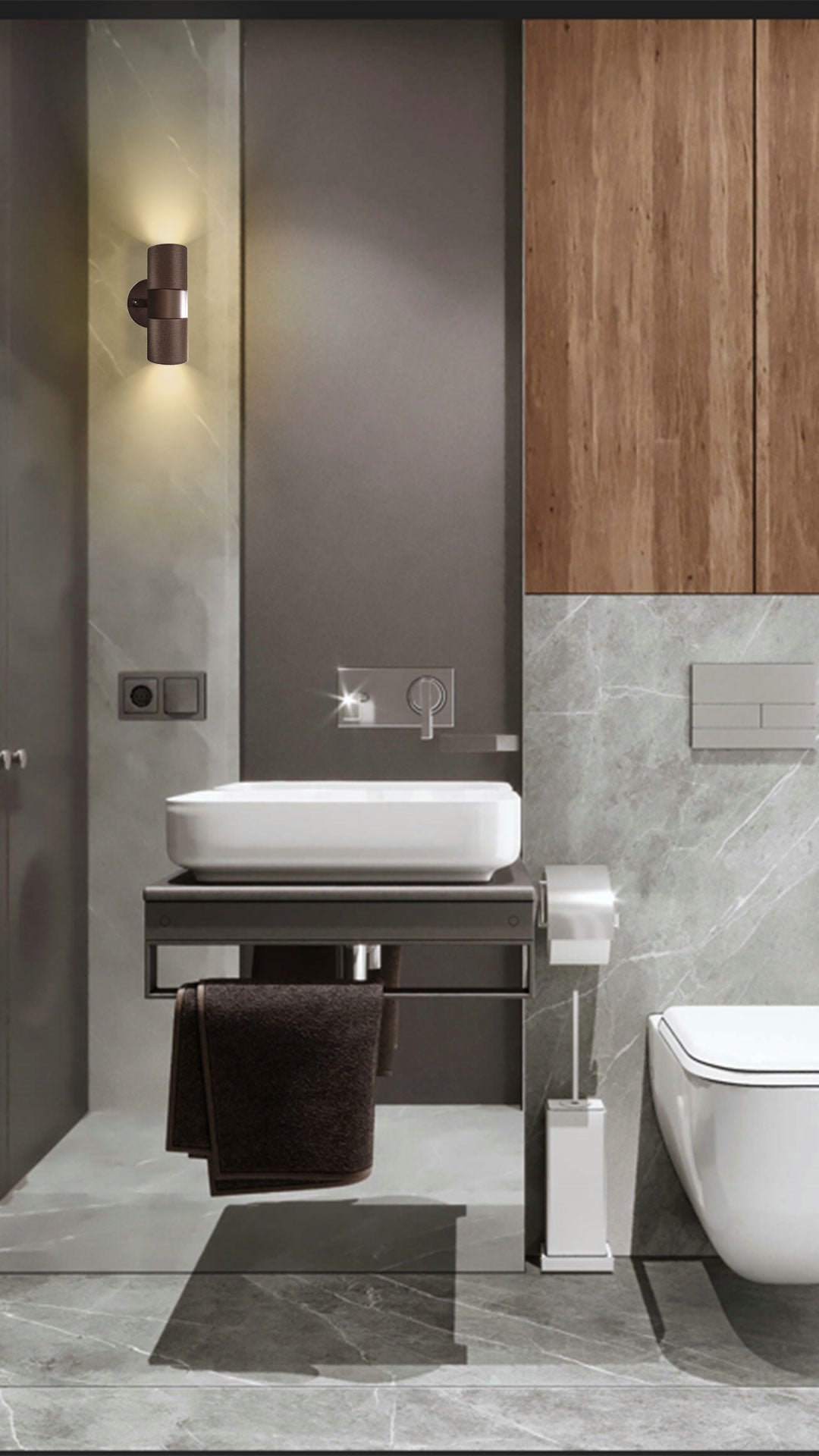 KNURLED Dark Bronze GU10 UP / DOWN IP44 Indoor/Outdoor Wall Light, Bi-Directional Wall-Mounted, Corrosion-Resistant Die-Cast Aluminium