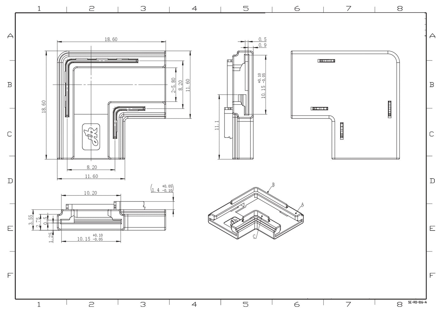 10mm L Shape / Corner Connectors for LED Single Colour COB Strip