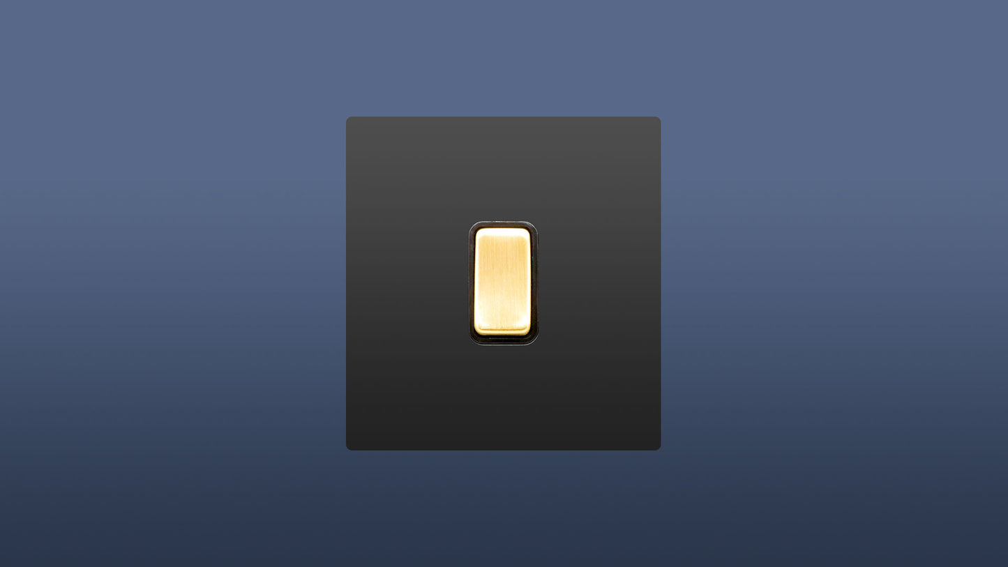 Matte Black Plate Gold Switched 1 Gang 2 Way Rocker Light Switch