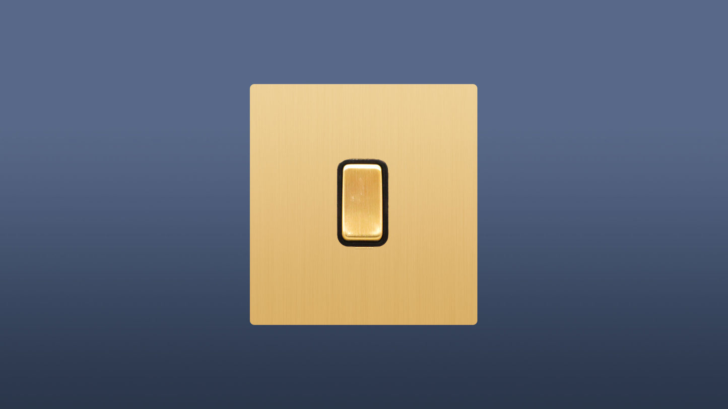 Brushed Brass / Matt Gold Finish 1 Gang 2 Way Rocker Light Switch