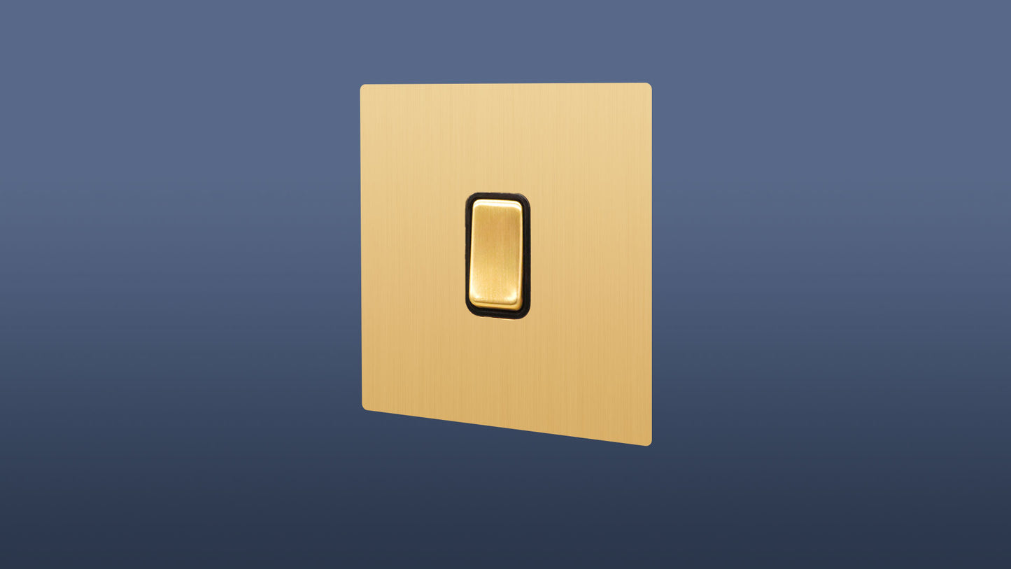 Brushed Brass / Matt Gold Finish 1 Gang 2 Way Rocker Light Switch