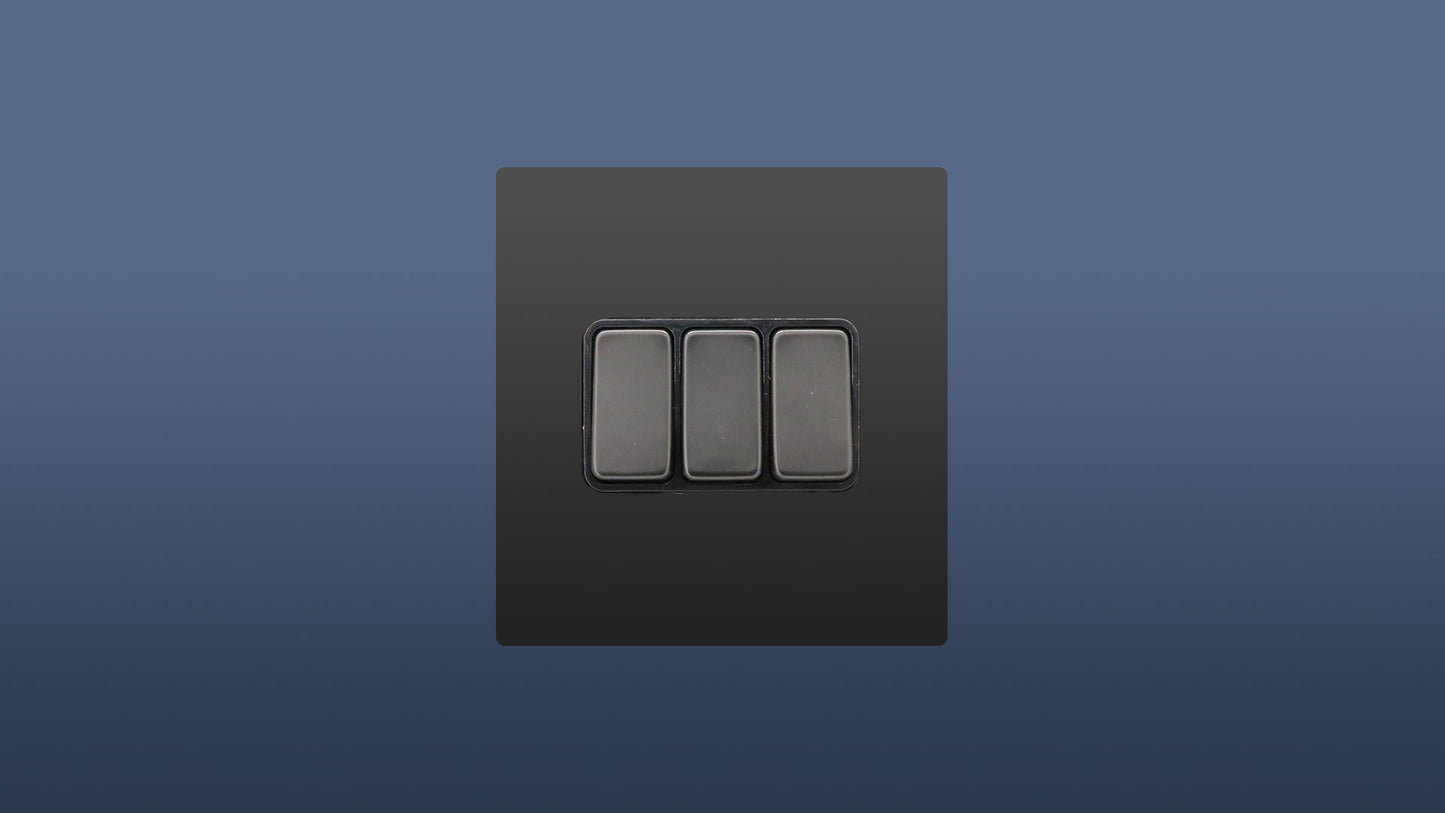 Matt Black Finish 3 Gang 2 Way Rocker Light Switch