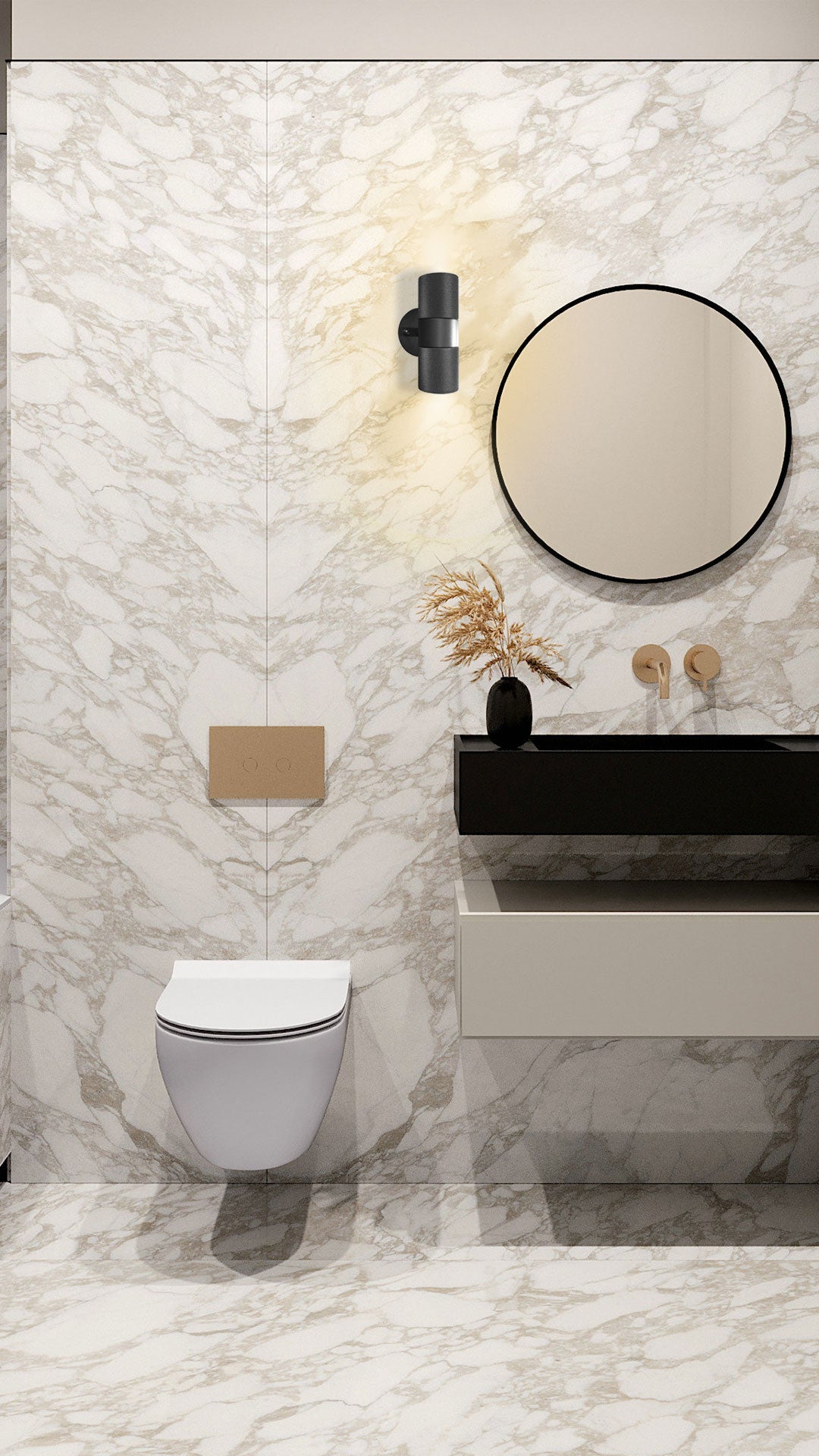 KNURLED Matt Black GU10 UP/DOWN IP44 Indoor/Outdoor Wall Light Bi-Directional Wall-Mounted, Corrosion-Resistant Die-Cast Aluminium