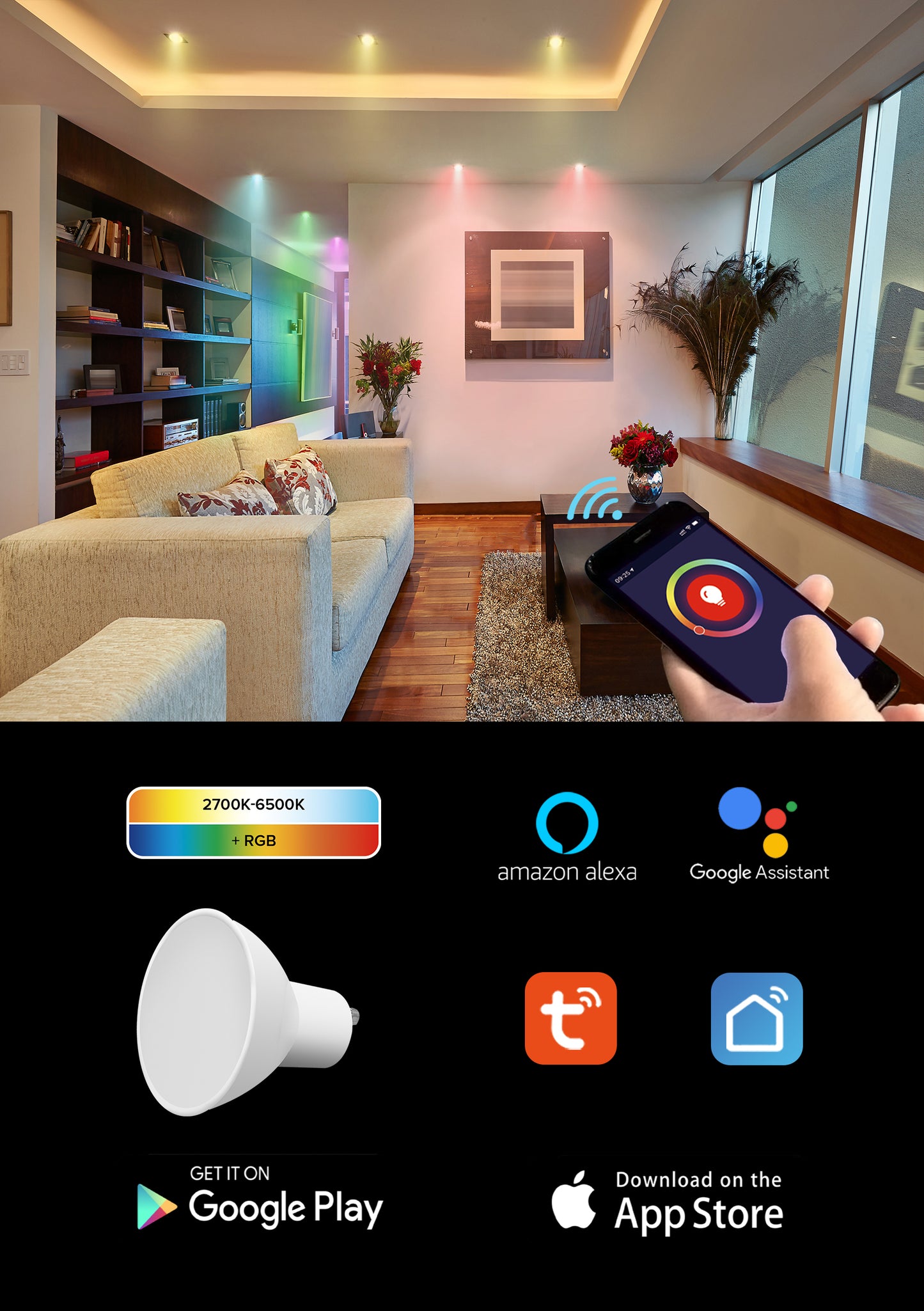 4.8W Smart WIFI GU10 Lamp 5PCS