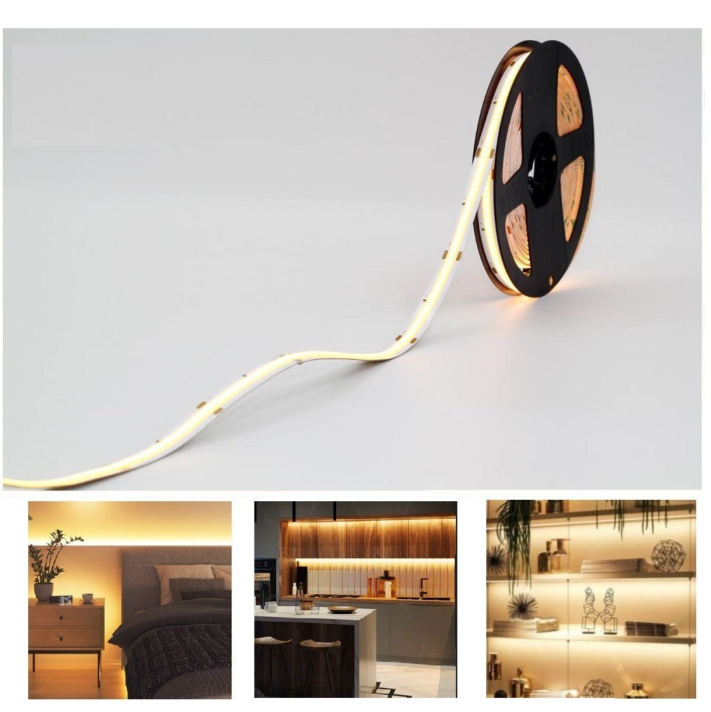 40 Metre Reel Super Length 20 Metres Continuous Run LED COB Strip IP44 8W 2700K Warm White- 40M/Reel