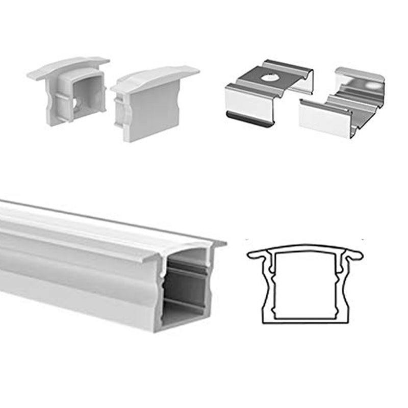 2 Meters LED Deep Recessed Aluminum Profile with Frosted Diffuser and Accessories for LED Strip Lighting