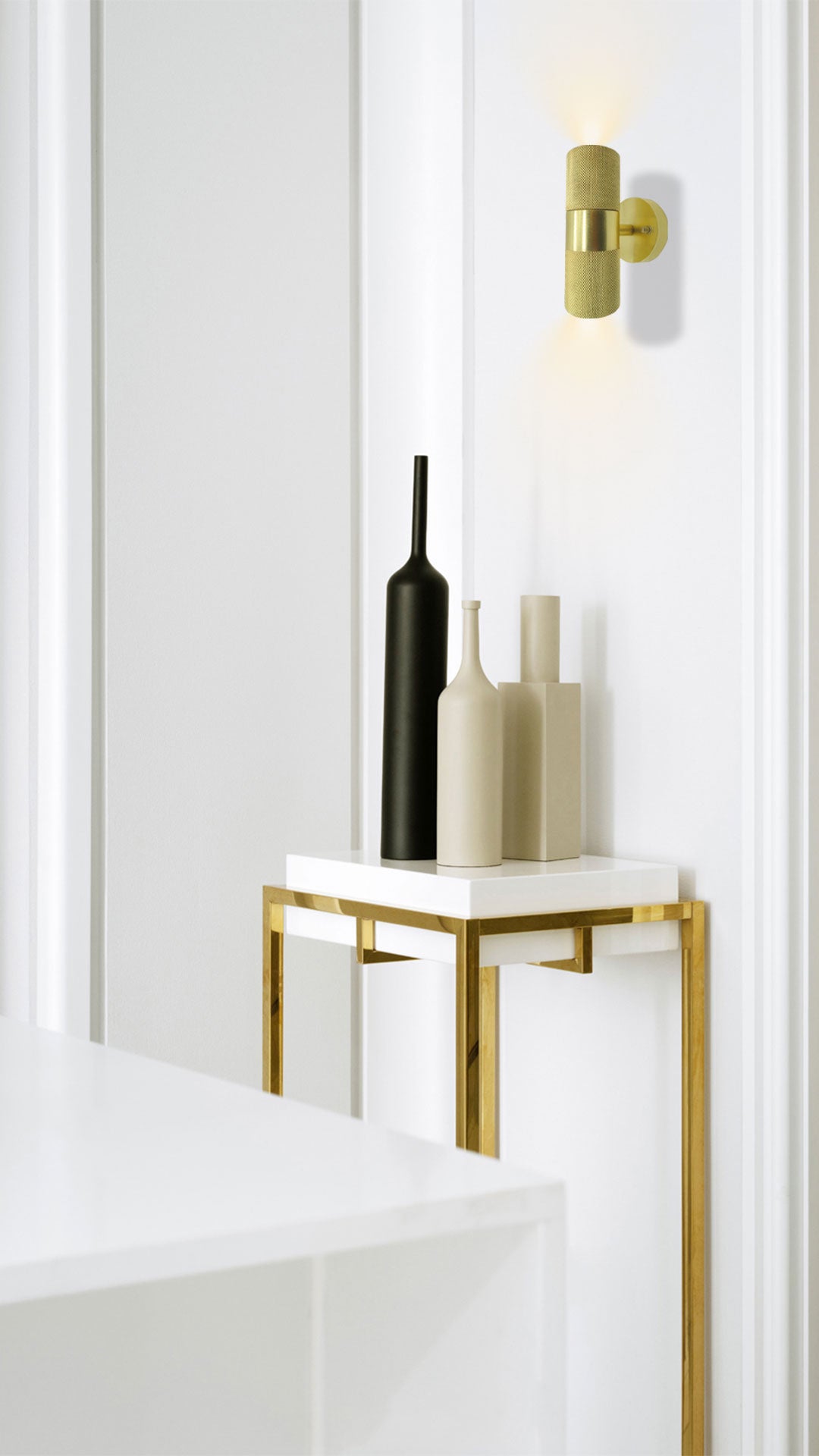 KNURLED- Brushed Brass/ Matt Gold GU10 UP/DOWN IP44 Indoor/Outdoor Wall Light Bi-Directional Wall-Mounted, Corrosion-Resistant Die-Cast