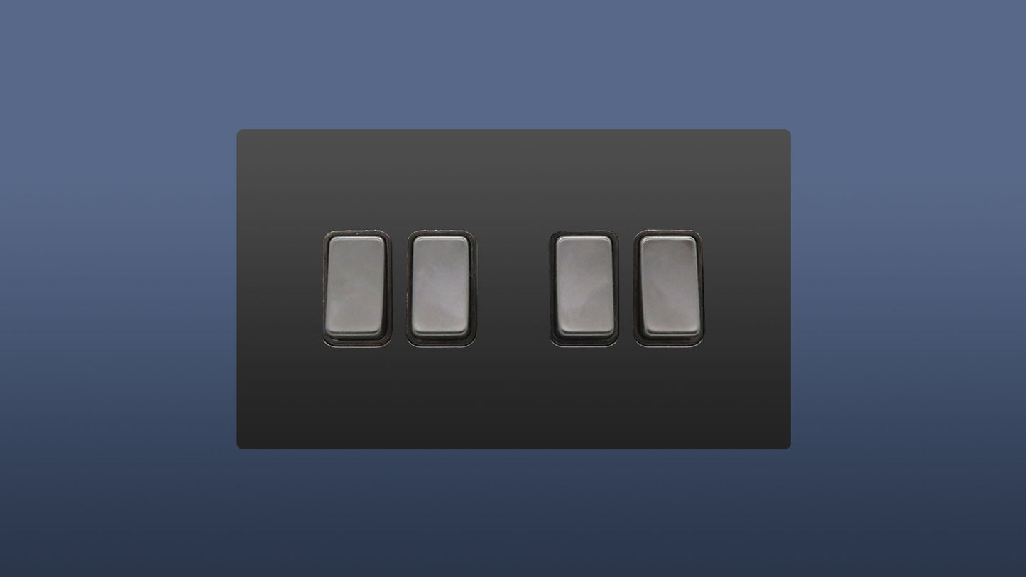 Matt Black Finish 4 Gang 2 Way Rocker Light Switch