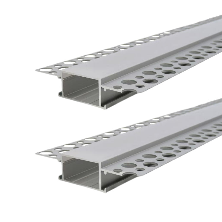 2 Pack of 2 Meters Trimless 12mm Wide Plaster-In Aluminum LED Profile Channel with Frosted Diffuser & Accessories for LED Strip Lighting, Total 4 Meters