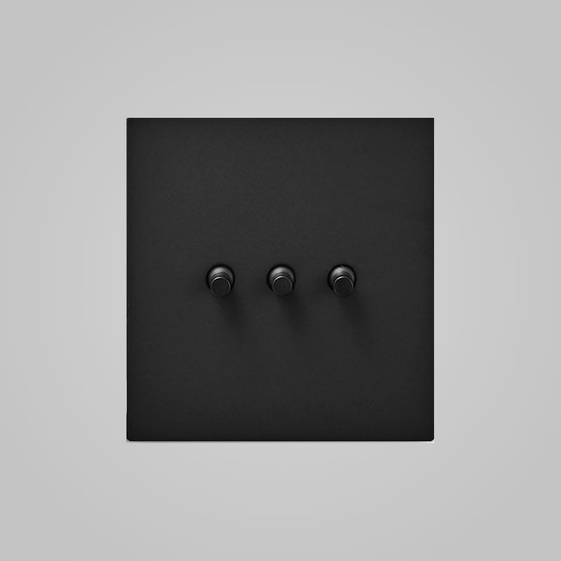 Premium 3 Gang 2 Way Matt Black Toggle Light Switch