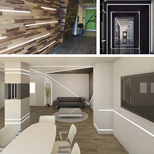 2 Pack of 2 Meters Deep Recessed Aluminum Profile, LED Diffuser, Led Profile Channel for LED Strip Lights with Frosted Cover