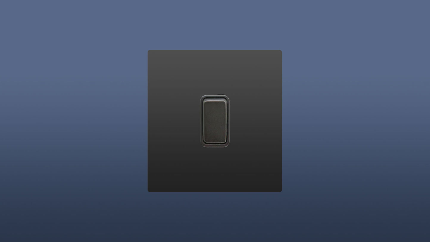 Matt Black Finish 1 Gang 2 Way Rocker Light Switch