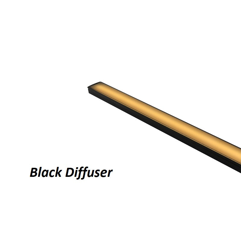 2 Metre Black Flat Aluminum Profile Channel with Black Diffuser and LED Strip Lighting Accessories