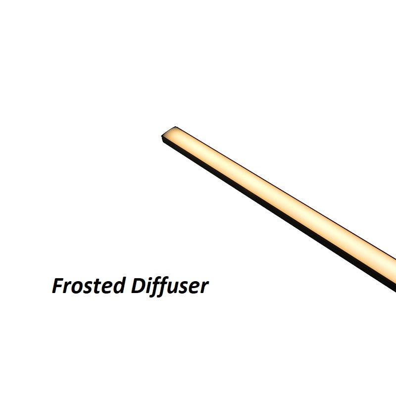 2 Metre Black Flat Aluminum Profile Channel with Black Diffuser and LED Strip Lighting Accessories