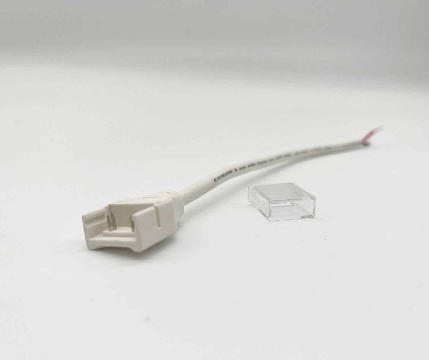 Single End Connectors 150mm Wires - For 12mm NEON COB IP67 Outdoor Top Bend Low Profile Diffuse/Opal Waterproof Sleeve Strip