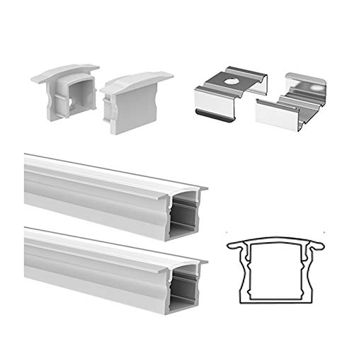 2 Meters LED Deep Recessed Aluminum Profile with Frosted Diffuser and Accessories for LED Strip Lighting