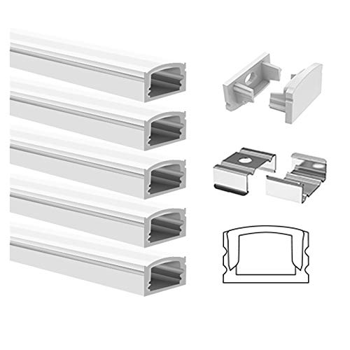 2 Metre Flat Aluminum Profile Channel with Frosted Diffuser and Accessories for LED Strip Lighting