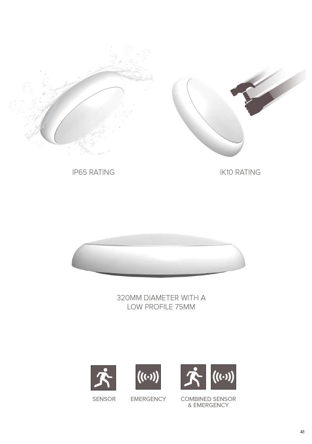 Emergency Function 12W/18W/24W Adjustable Wattage Tri Color CCT LED IP65 Bulkhead