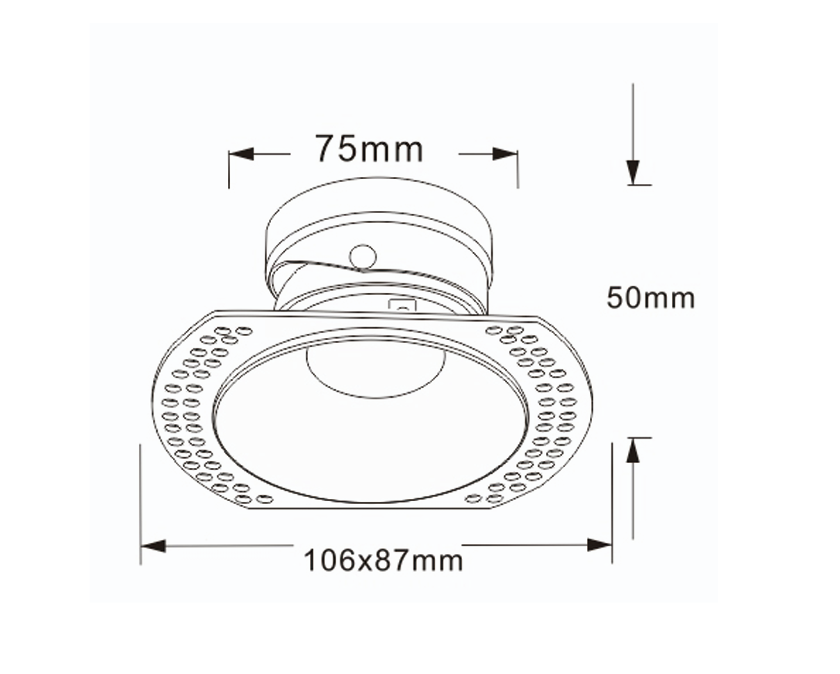 Banbury Tiltable Trimless Plaster-In Fire Rated IP65 Fixed Downlight, GU10 Socket