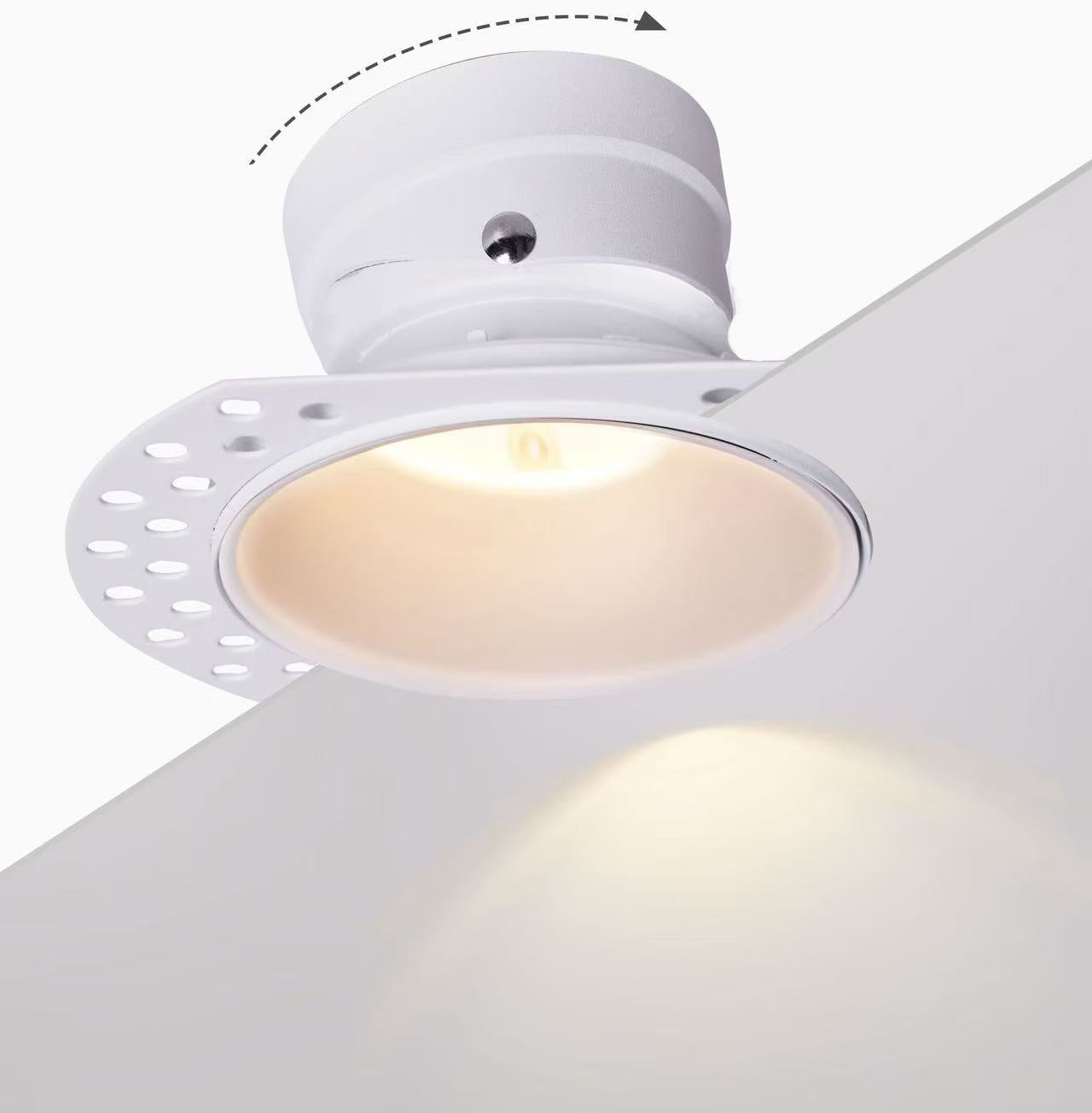 Banbury Tiltable Trimless Plaster-In Fire Rated IP65 Fixed Downlight, GU10 Socket