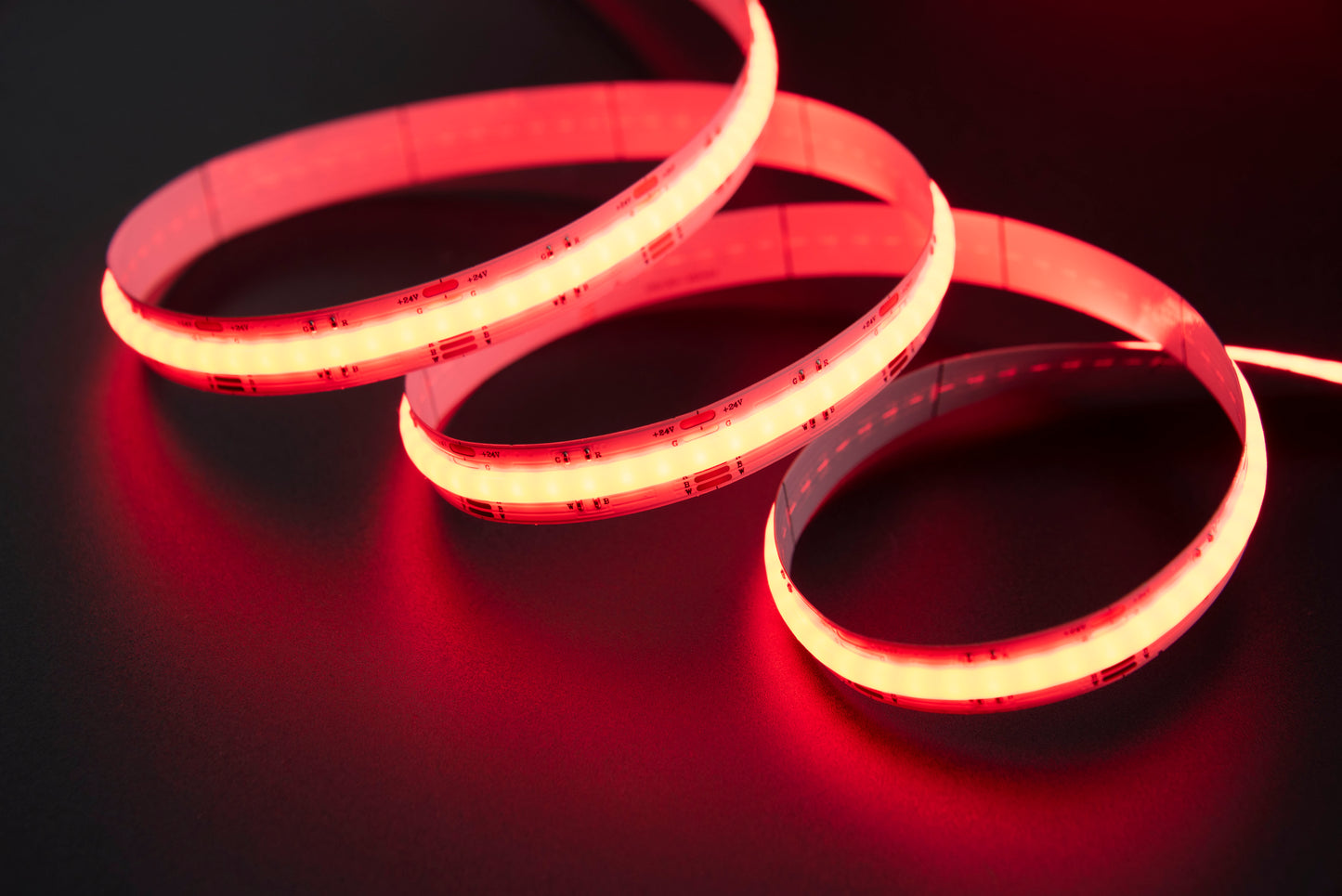 14W RGBW (2700K) LED Color COB Seamless Strip 5 Metre COB Dotless IP44 2 Metre Cables