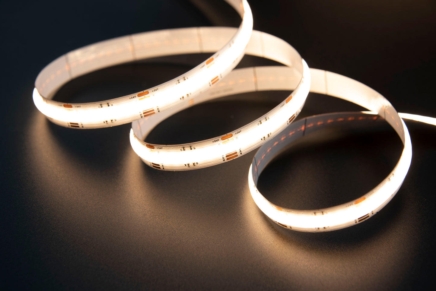 14W RGBW (2700K) LED Color COB Seamless Strip 5 Metre COB Dotless IP44 2 Metre Cables