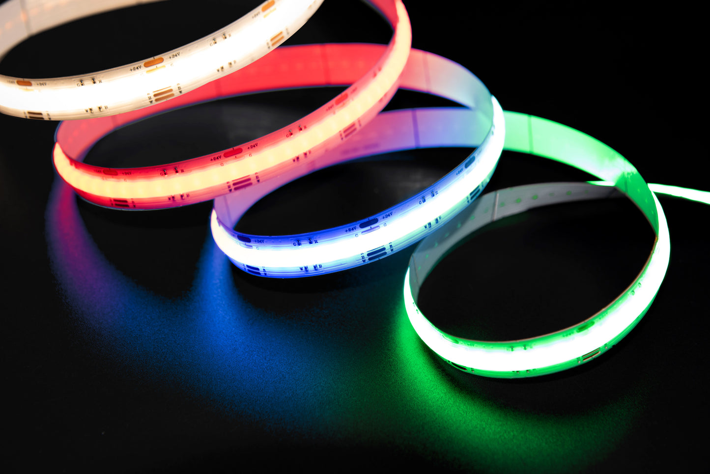 14W RGBW (2700K OR 6500k) LED Color COB Seamless Strip 10 Metre COB Dotless IP44 2 Metre Cables