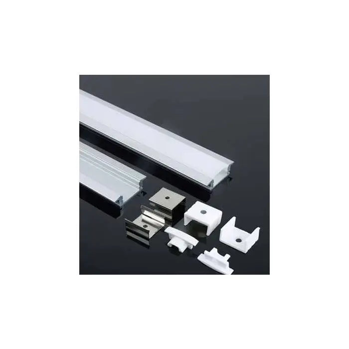 2 Meters LED Shallow Recessed Aluminum Profile with Frosted Diffuser and Accessories for LED Strip Lighting