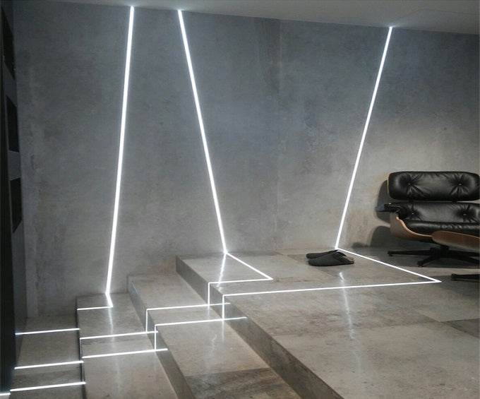 5 Pack of 2 Metres Trimless 12mm Wide Plaster-In Aluminum LED Profile Channel with Frosted Diffuser & Accessories for LED Strip Lighting, Total 10 Metres