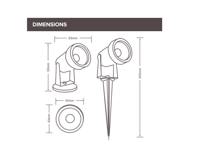 5W Garden Outdoor LED Spike Lights IP65 with 2 Meters Cable