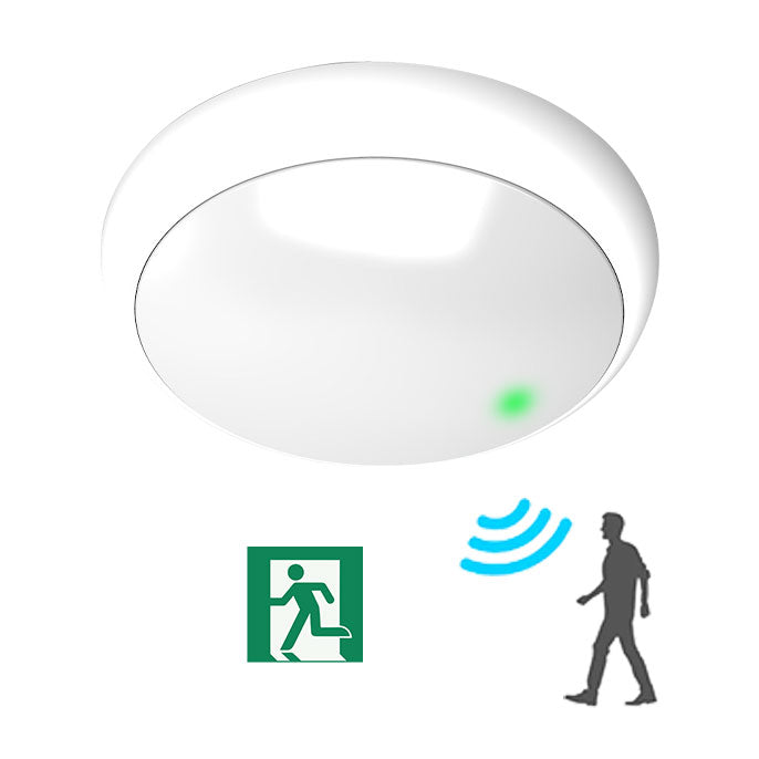 Microwave Sensor Emergency 12W/18W/24W CCT Wattage Adjustable IP65 Modular Bulkhead