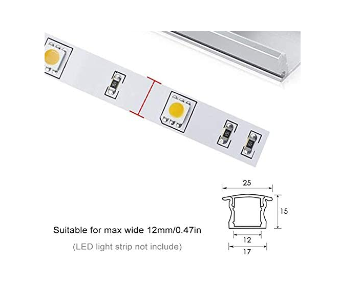 2 Pack of 2 Meters (Total 4 Meters) LED Deep Recessed Aluminum Profile with Frosted Diffuser and Accessories for LED Strip Lighting