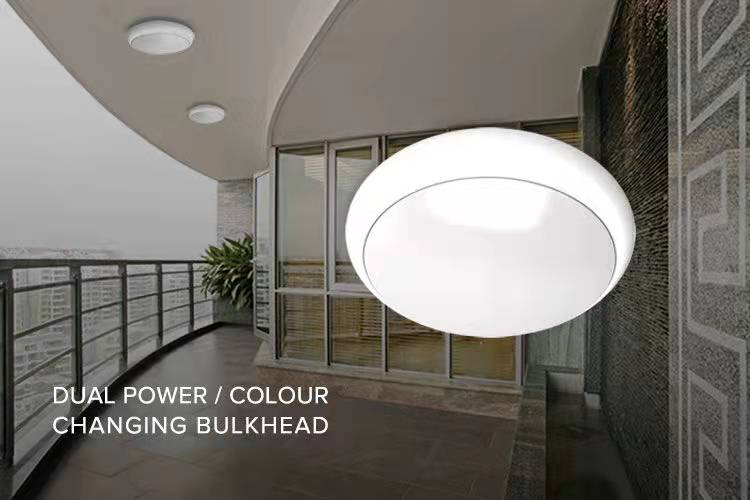 Dual Power and Color Changing CCT IP65 LED Bulkhead