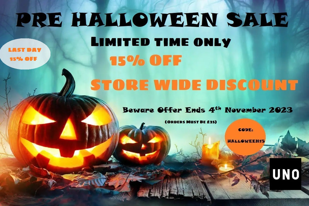 Last Day Alert Halloween Sale: 15% OFF Store Wide Discount, Offer Ends 4th November 2023 at www.uno-lighting.com