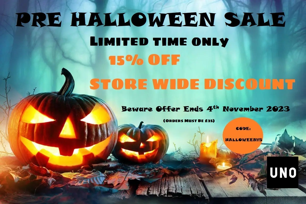 Pre Halloween Sale: 15% OFF Store Wide Discount, Offer Ends 4th November 2023 at www.uno-lighting.com