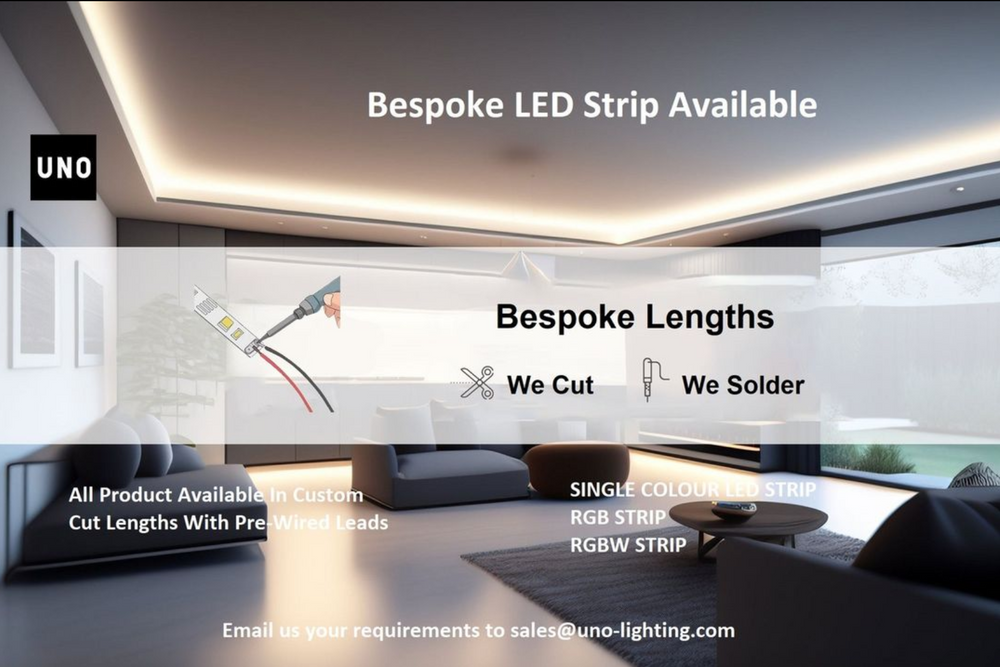 We offer bespoke lengths LED strip cutting service for all type of Projects. Send us details to: sales@uno-lighting.com