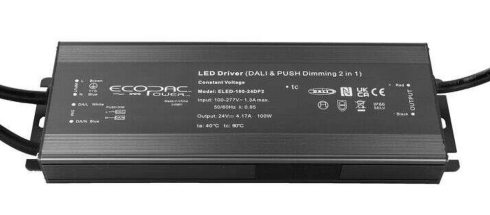 100W 240V DALI2 Mains Dimmable LED Driver - For 24V LED Strips, Compatible with Leading Edge or Trailing Edge Dimmers DALI & DALI2 Dimming