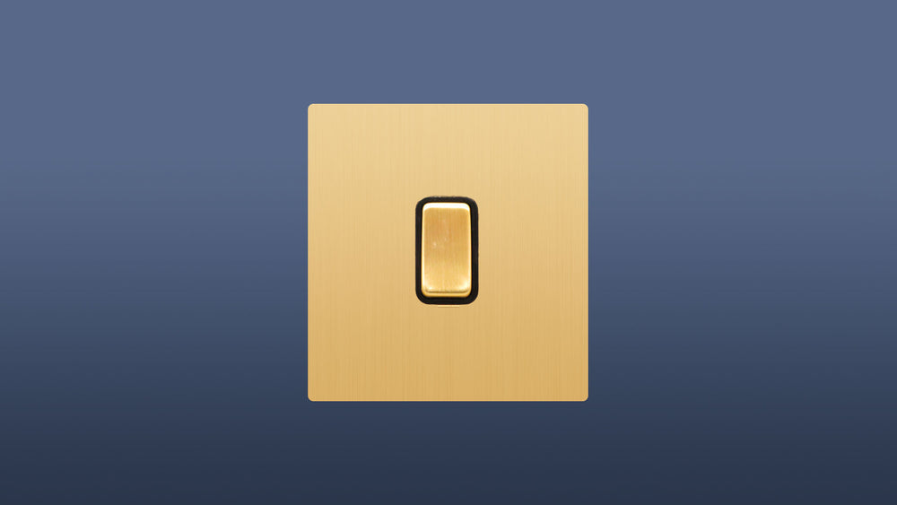 Brushed Brass / Matt Gold Finish 1 Gang 2 Way Rocker Light Switch