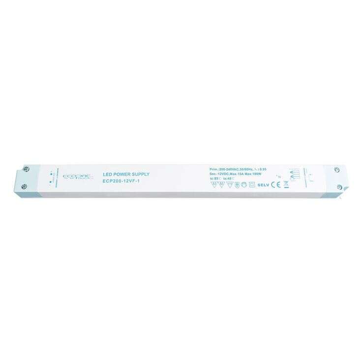 Slim Line 200W 24V Constant Voltage Non-Dimmable Driver for LED Strip, IP20 Rated, Compact Dimensions: 356.4 x 32.1 x 22.3mm