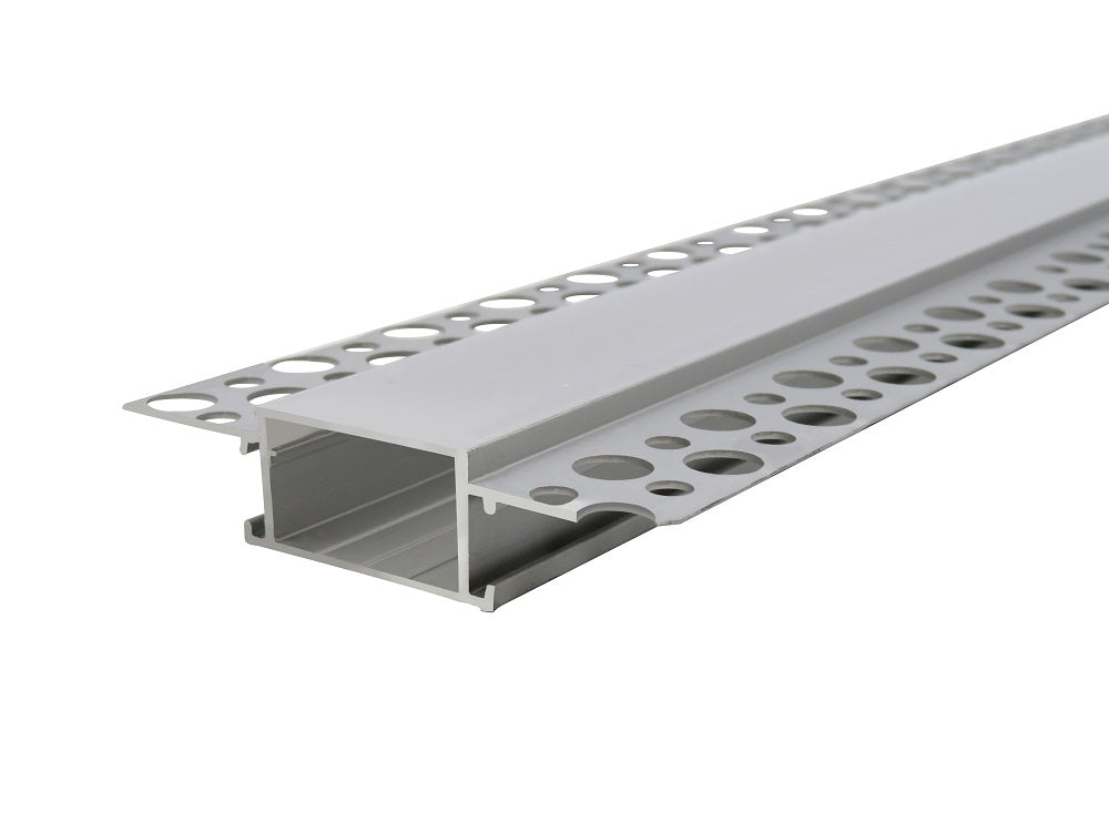 2 Metres Trimless 20MM Wide Plaster-In Aluminum LED Profile Channel with Opal Diffuser for LED Strip Lighting