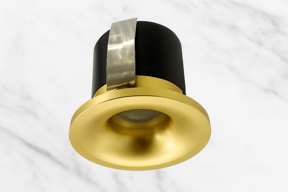 3W Chloe Fluted CCT Marker Light, Mini Downlight, Niche/Alcove/Soffit Light Satin Brushed Brass / Matt Gold (Non Dimmable Driver Included)