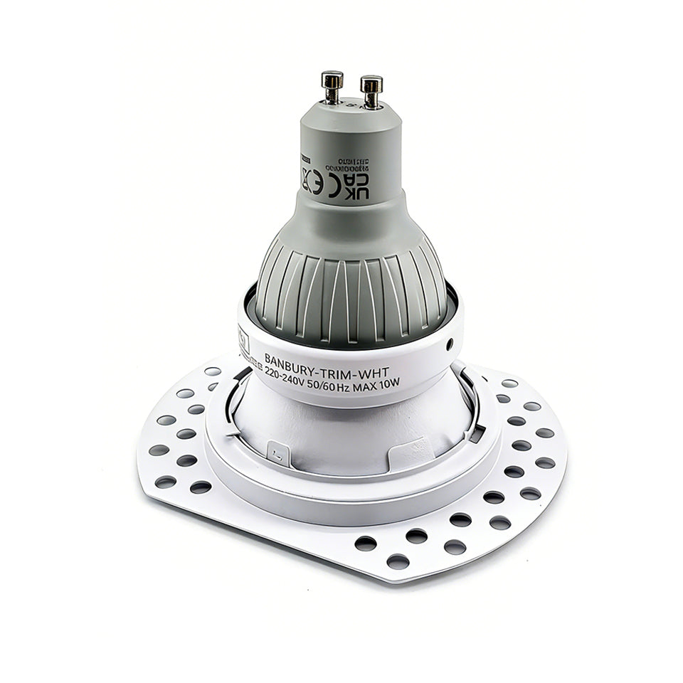 
                  
                    Banbury Trimless Plaster-In Fire Rated IP65 Fixed Downlight, Includes GU10 Socket & Junction Box
                  
                