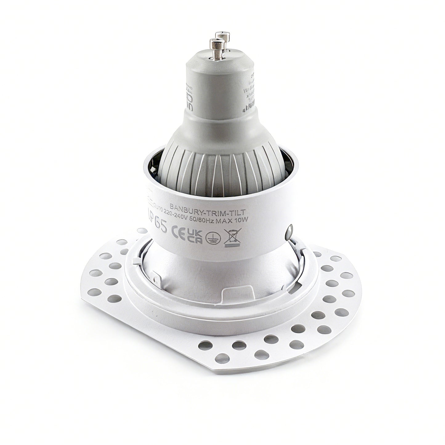 
                  
                    Banbury Tiltable Trimless Plaster-In Fire Rated IP65 Fixed Downlight, Includes GU10 Socket & Junction Box
                  
                