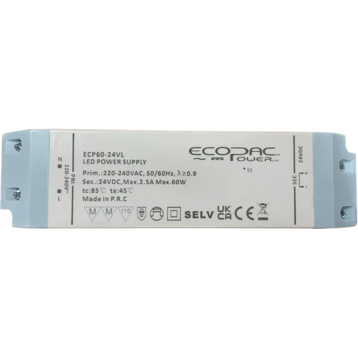 60w  24v Non-Dimmable Constant Voltage Driver - Ideal for 24V LED Strips