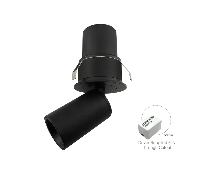 5W Enzo Recessed LED Adjustable/ Rotatable/Tiltable Spotlights, Downlight (Matt Black Finish, Non Dimmable Driver Included)