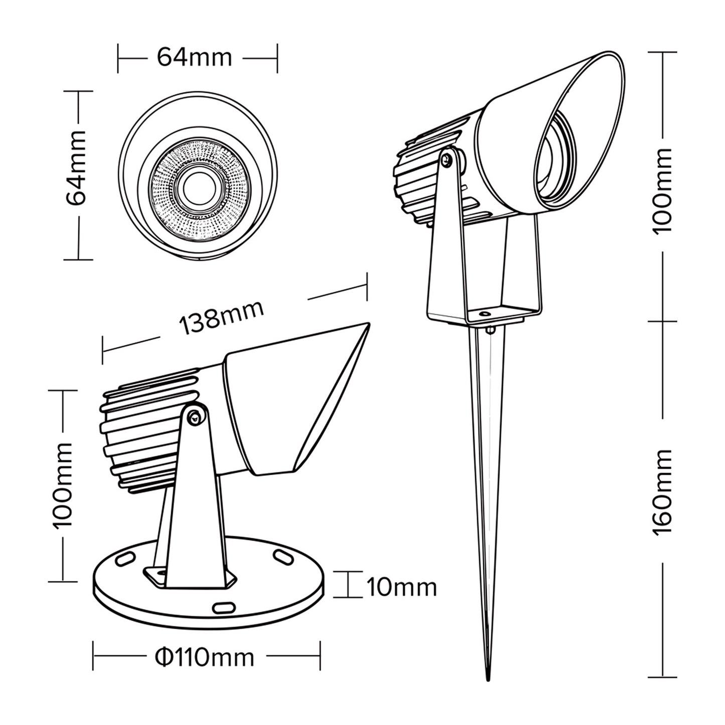 
                  
                    10W IP65 LED Garden Integrated Spike Light – 240V Integrated Driver Landscape Light with 3 Metres Cable
                  
                