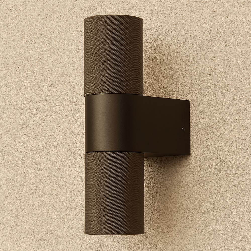 KNURLED Dark Bronze GU10 UP / DOWN IP44 Indoor/Outdoor Wall Light, Bi-Directional Wall-Mounted, Corrosion-Resistant Die-Cast Aluminium