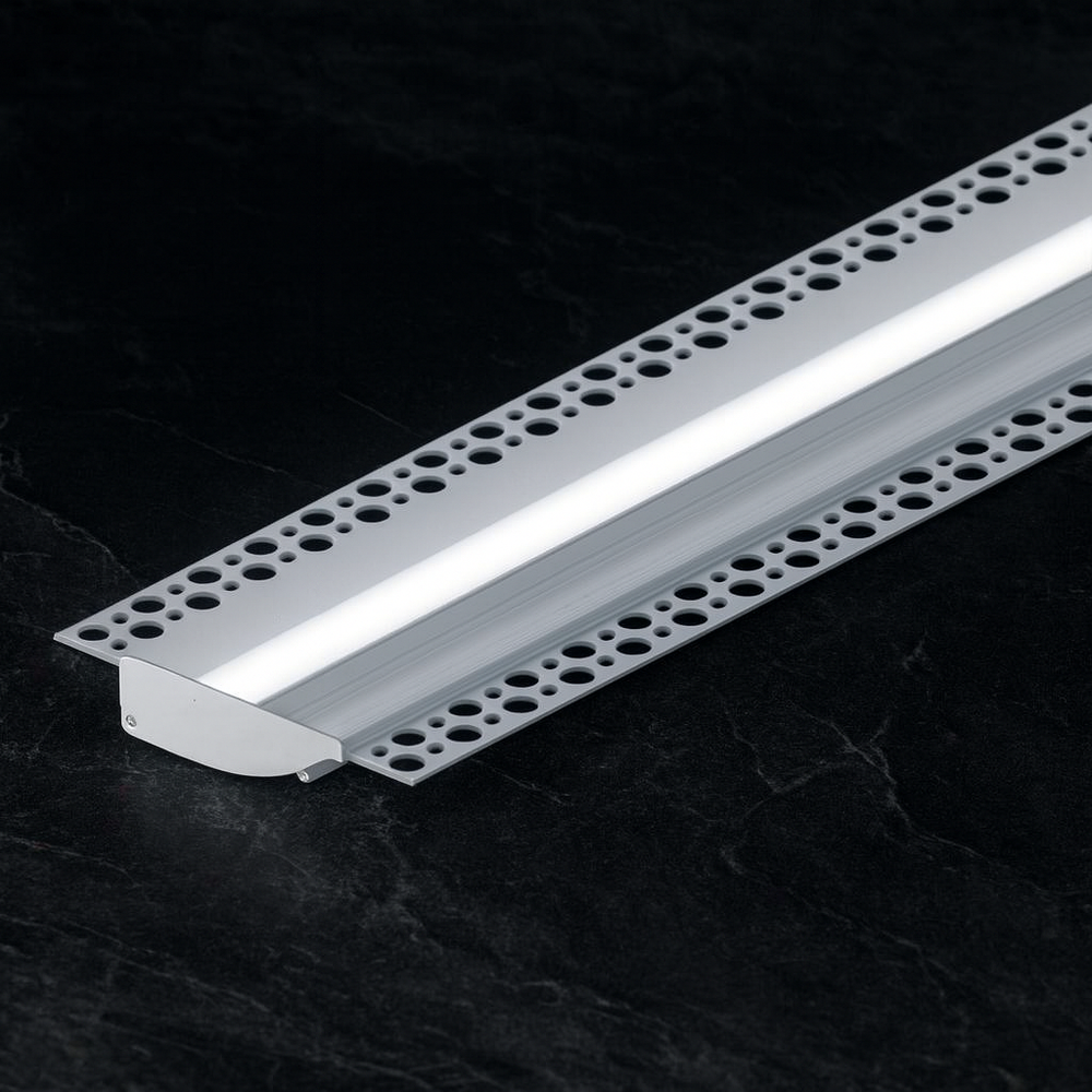 98mm x 19mm Plaster-In Cove Profile White with Opal PC Diffuser - 2m - Internal Width 11.6mm