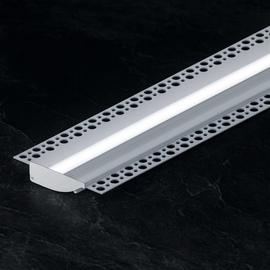 98mm x 19mm Plaster-In Cove Profile White with Opal PC Diffuser - 2m ...