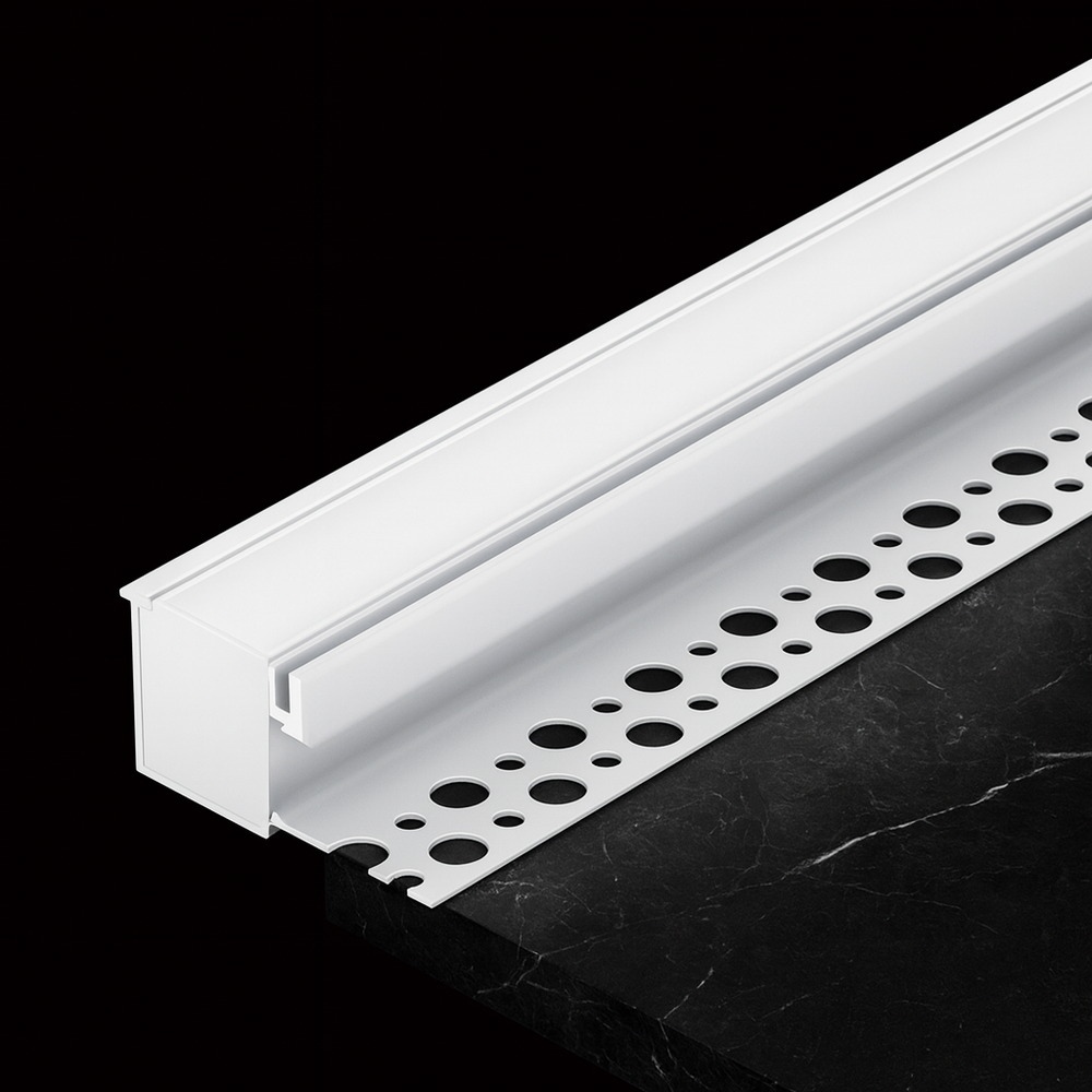 LED WHITE PROFILE 2M FOR TILED EDGE WITH OPAL DIFFUSER  - FOR 12.5MM WIDTH STRIP